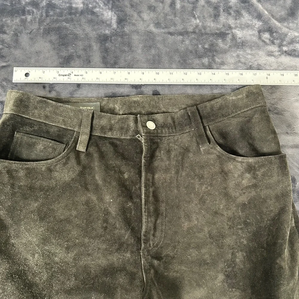 Banana Republic Suede Leather Pants Mens 36 Green Straight Leg Vintage